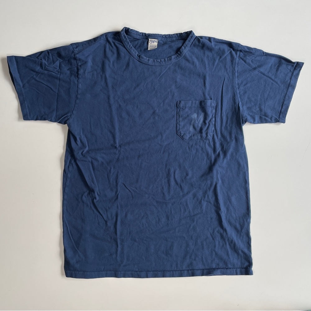 MUGSY Short Sleeve‎ Pocket T-Shirt Unisex Medium Blue Crew Neck Made in USA Tee